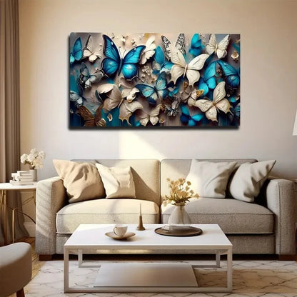 Dancing Butterflies Suitable Wall Art Canvas Office Home Room Framed 120x60cm