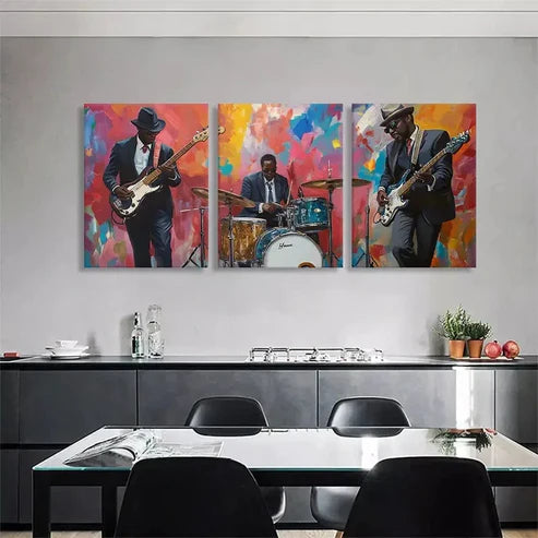 3pcs Abstract Triptych with Guitar Perfect  Wall Art Set Canvas Unframed - High Quality Print 100% Australian Made Wall Canvas - Bella Home Decor