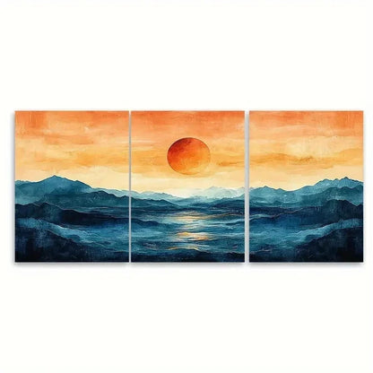 3pcs Peach Brown Blue Desert C   Wall Art Set Canvas Framed 40x60cm - High Quality Print 100% Australian Made Wall Canvas Ready to Hang - Bella Home Decor