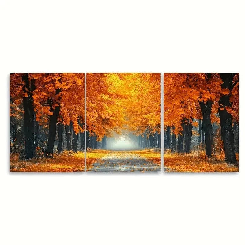 3pcs Yellow Orange Leaf Trees Decor RT  Wall Art Set Canvas Framed 40x60cm - High Quality Print 100% Australian Made Wall Canvas Ready to Hang