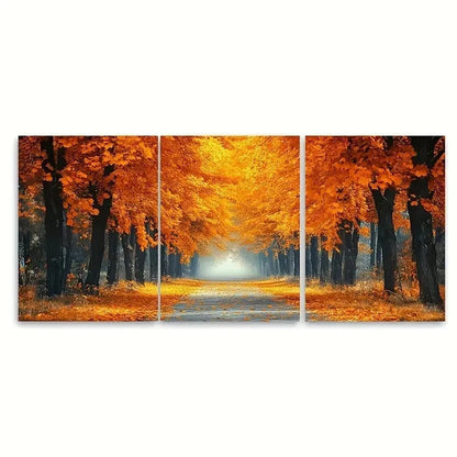3pcs Yellow Orange Leaf Trees Decor RT  Wall Art Set Canvas Framed 40x60cm - High Quality Print 100% Australian Made Wall Canvas Ready to Hang