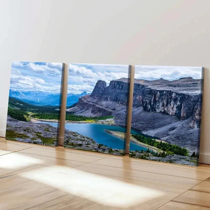 3pcs Vibrant Mountain Canyon Lake & Valley Wall Art Set Canvas Framed 50x70cm - High Quality Print 100% Australian Made Wall Canvas Ready to Hang