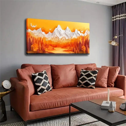 Vibrant Mountain Forest Scene Wall Art Canvas Office Home Room Framed 120x60cm