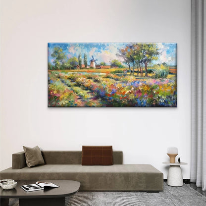 The Fields Flowers And Trees Wall Art Canvas Office Home Room Framed 120x60cm