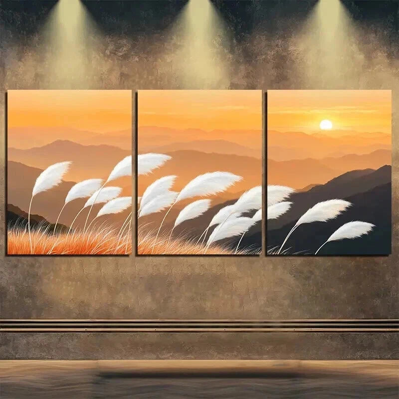 3pcs Autumn Mountain Landscape Shine Perfect Wall Art Set Canvas Framed 60x90cm - High Quality Print 100% Australian Made Wall Canvas Ready to Hang