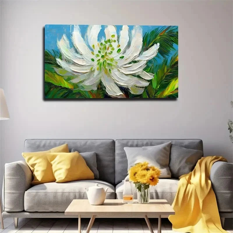 Acrylic Style A White Flower Wall Art Canvas Office Home Room Framed 120x60cm