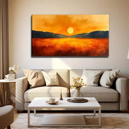 Sunset On The Prairie Wall Art Canvas Office Home Room Framed 120x60cm
