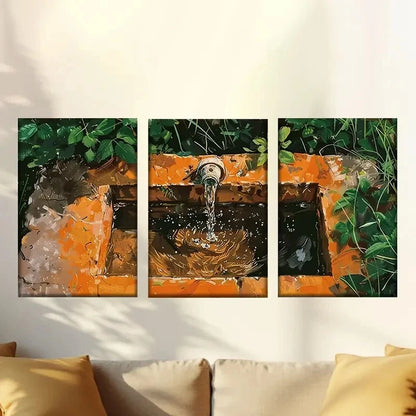 3pcs Retro Swimming Pool Wall Art Set Canvas Framed 60x90cm - High Quality Print 100% Australian Made Wall Canvas Ready to Hang