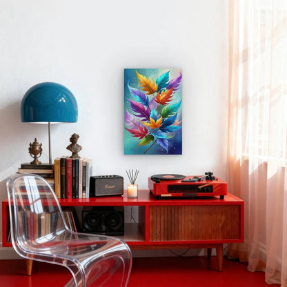 Vibrant Colorful Leaves Rainbow Foliage Metal Print Ready to Hang