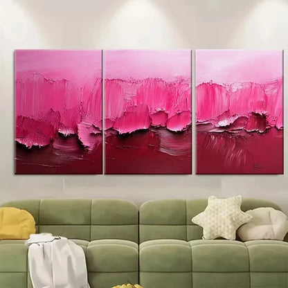 3pcs Vibrant Pink Abstract Brush Stroke Wall Art Set Canvas Framed 40x60cm - High Quality Print 100% Australian Made Wall Canvas Ready to Hang