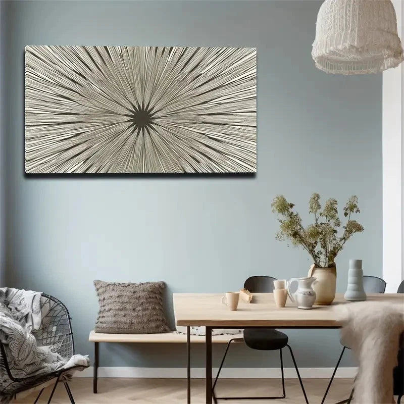 Design In Beige & White Wall Art Canvas Office Home Room Framed 120x60cm
