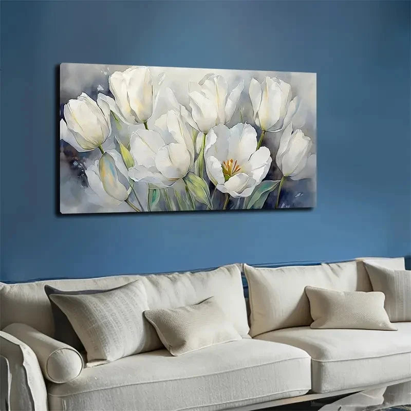 Lily Blooming Landscape Wall Art canvas office home room framed 120x60cm