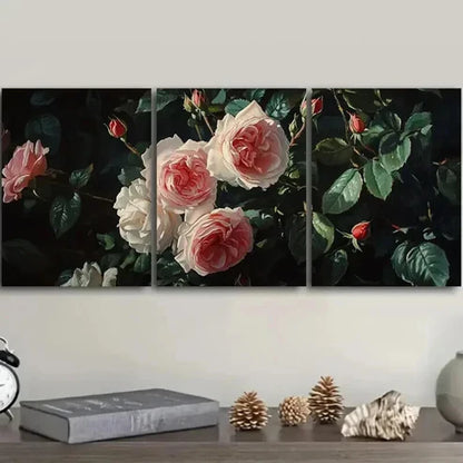 3pcs Oil Painting Roses Design Wonder Perfect Wall Art Set Canvas Unframed - High Quality Print 100% Australian Made Wall Canvas