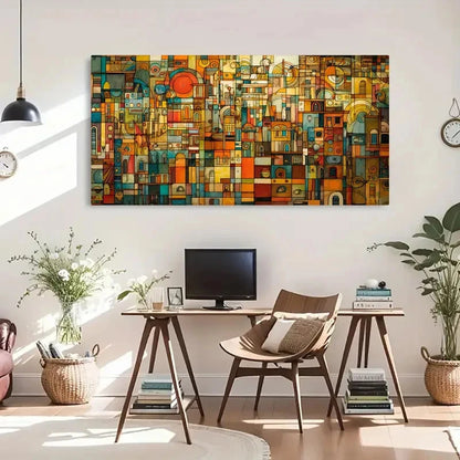 Colorful Modern Decor Geometric Wall Art Canvas Office Home Room Framed 120x60cm
