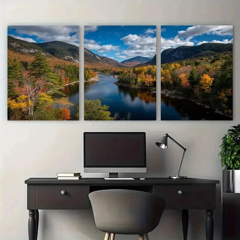 3pcs New Hampshire Posters USA Prints Perfect Wall Art Set Canvas Framed 50x70cm - High Quality Print 100% Australian Made Wall Canvas Ready to Hang