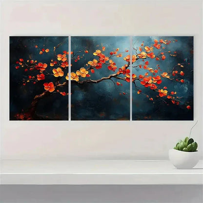 3pcs Golden Plum Blossom Tree DG Wall Art Set Canvas Unframed - High Quality Print 100% Australian Made Wall Canvas