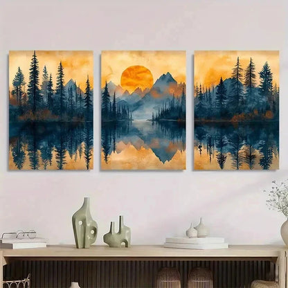 3pcs Peaceful Pine Forest Tranquil Perfect Wall Art Set Canvas Framed 60x90cm - High Quality Print 100% Australian Made Wall Canvas Ready to Hang - Bella Home Decor