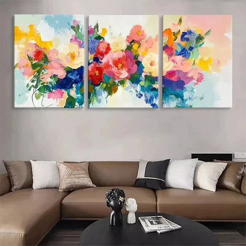 3pcs Abstract Floral Blooming Artistic Perfect Art Set Canvas Unframed - High Quality Print 100% Australian Made Wall Canvas