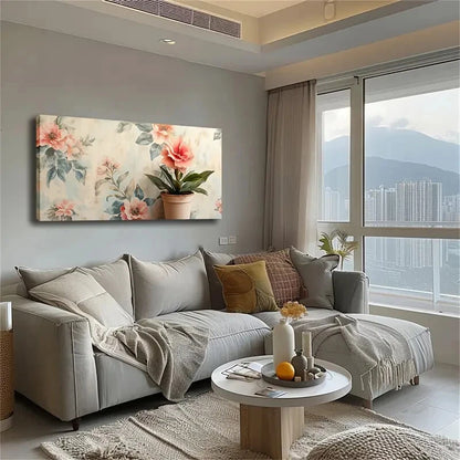 Potted Flowers Greenery Design Wall Art Canvas Office Home Room Framed 120x60cm - Bella Home Decor