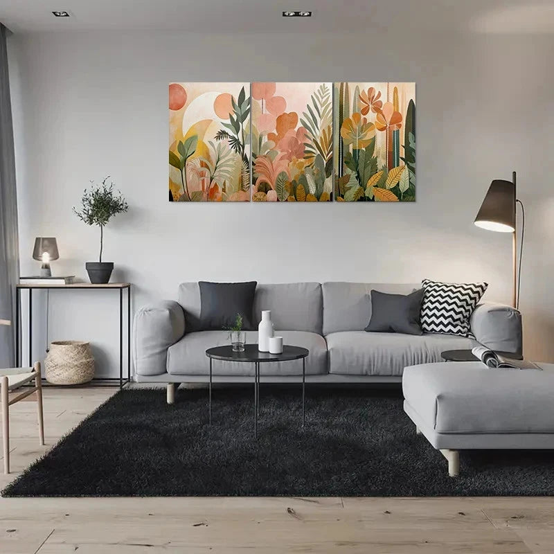3pcs Abstract Botanical Modern Plant Metal Print Ready to Hang Art - Bella Home Decor