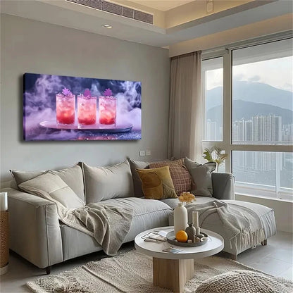 Three Tall Glass Cup Contaicning Wall Art Canvas Office Home Room Framed 120x60cm
