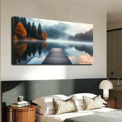 Mountain Landscape Abstract Wall Art Canvas Office Home Room Framed 120x60cm