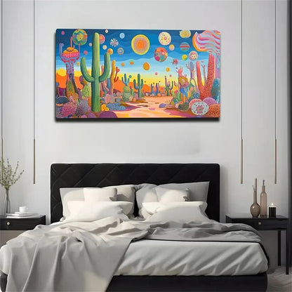 Abstract Cactus Make People Wall Art Canvas Office Home Room Framed 120x60cm