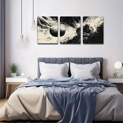 3pcs Abstract Glowing Spheres Triptych Wall Art Set Canvas Unframed - High Quality Print 100% Australian Made Wall Canvas - Bella Home Decor