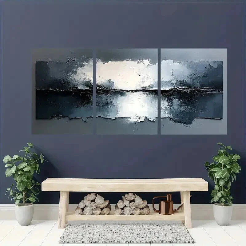 3pcs Abstract White Painting Decoration Wall Art Set Canvas Framed 50x70cm - High Quality Print 100% Australian Made Wall Canvas Ready to Hang - Bella Home Decor