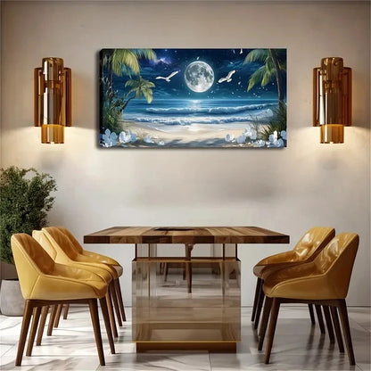 White Flowers Scattered Beach Wall Art Canvas Office Home Room Framed 120x60cm