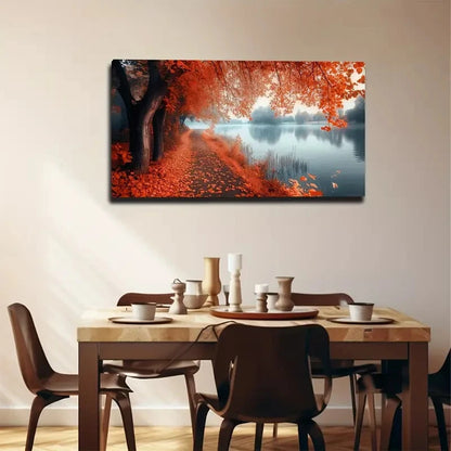 Abstract Calm Maple Leaf Wall Art canvas office home room framed 120x60cm