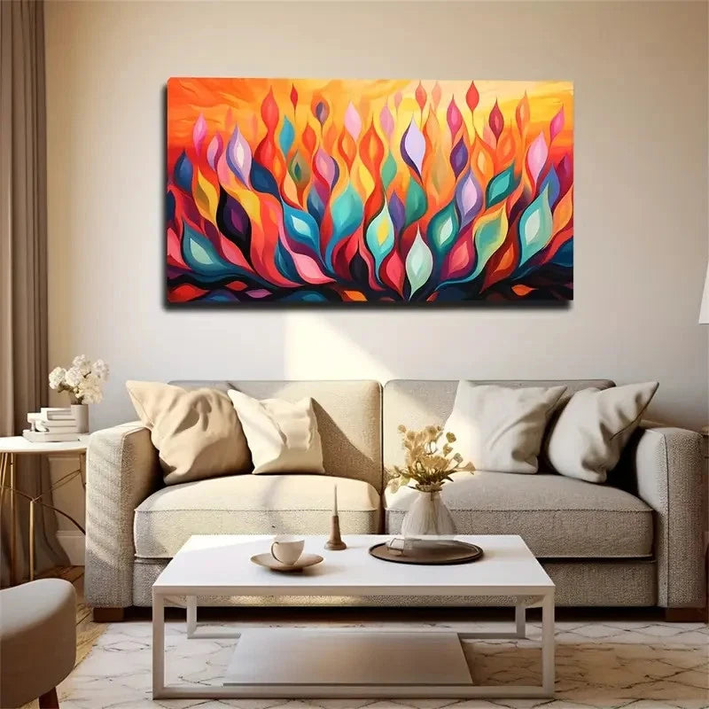Abstract Leaves Stretching Up Wall Art Canvas Office Home Room Framed 120x60cm