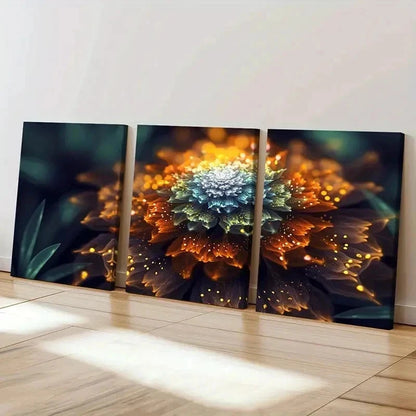 3pcs Colorful Flower Modern Abstract Wall Art Set Canvas Framed 60x90cm - High Quality Print 100% Australian Made Wall Canvas Ready to Hang - Bella Home Decor