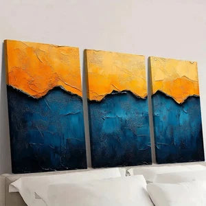 3pcs Blue Textured Abstract Painting YY Wall Art Set Canvas Framed 40x60cm - High Quality Print 100% Australian Made Wall Canvas Ready to Hang