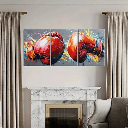 3pcs Abstract Graffiti Art of Boxing Gloves Wall Art Set Canvas Framed 60x90cm - High Quality Print 100% Australian Made Wall Canvas Ready to Hang - Bella Home Decor