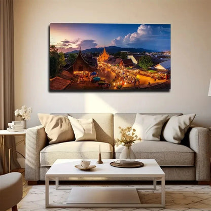 Vibrant Southeast Asian Wall Art Canvas Office Home Room Framed 120x60cm