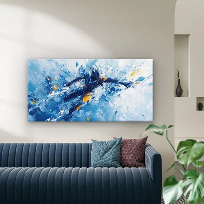 Dynamic Splash Design Wall Art Canvas Office Home Room Framed 120x60cm