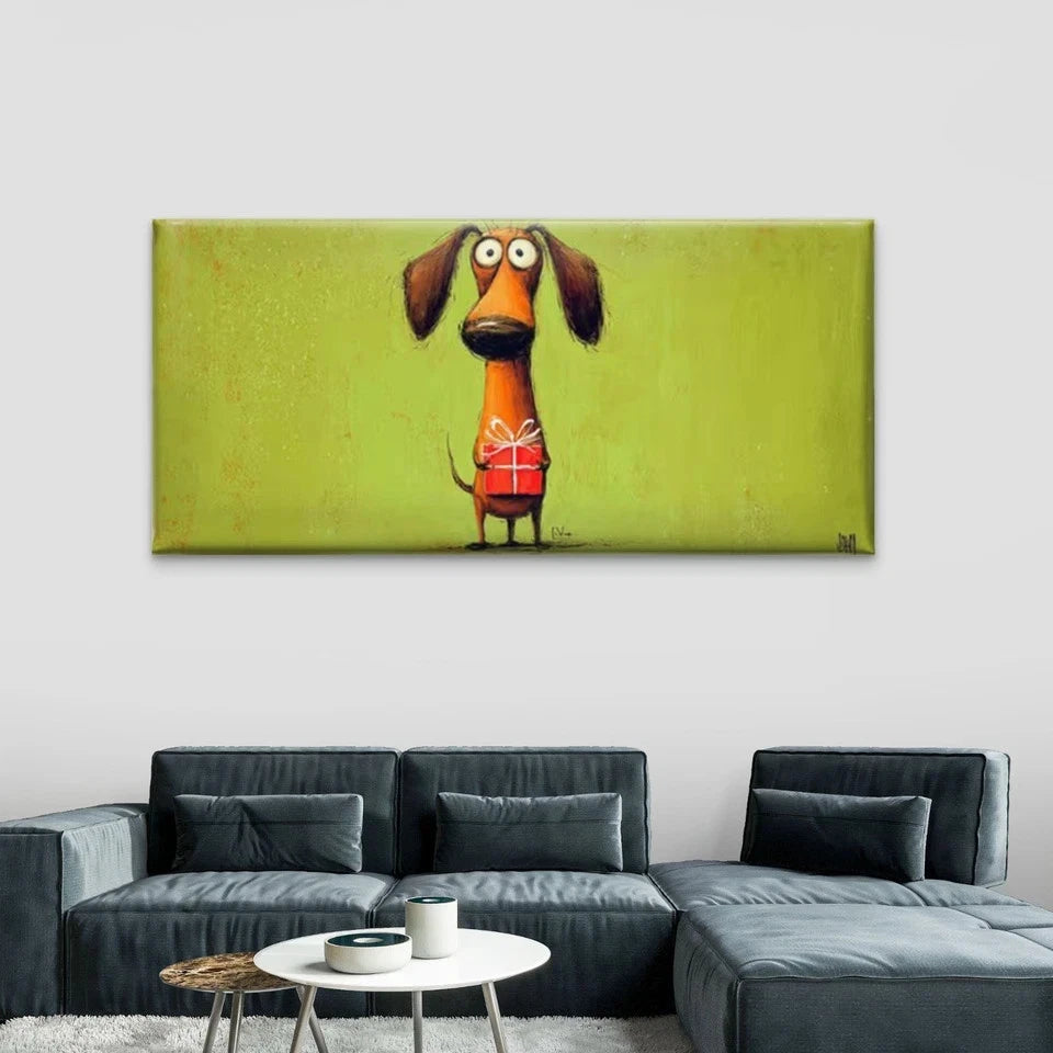 Adorable Puppy Ink Animal Wall Art Canvas Office Home Room Framed 120x60cm
