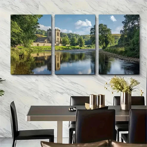 3pcs Bolton Abbey Vintage Retro – Wall Art Canvas Unframed – High Quality Print 100% Australian Made Wall Canvas - Bella Home Decor
