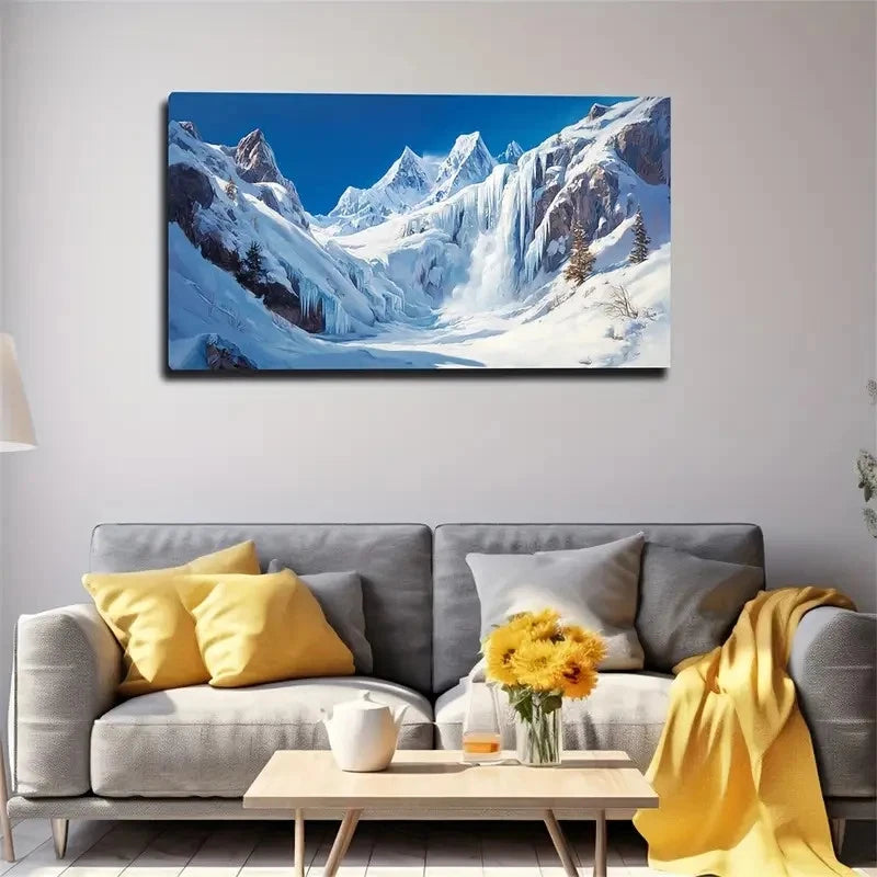 Ice Waterfall Spaces Wall Art Canvas Office Home Room Framed 120x60cm
