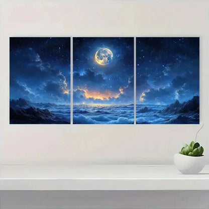 3pcs Dark Academic Style Starry Sky Metal Print Ready to Hang Art - Bella Home Decor