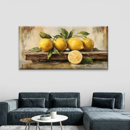 Lemon & Citrus Fruit Wall Art Canvas Office Home Room Framed 120x60cm