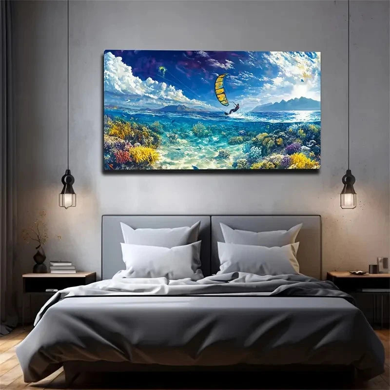 Clear Sea Bottom Sailing Sport Wall Art Canvas Office Home Room Framed 120x60cm