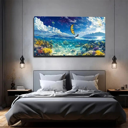 Clear Sea Bottom Sailing Sport Wall Art Canvas Office Home Room Framed 120x60cm