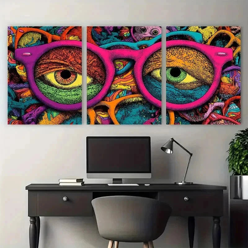 3pcs Multicolor Dopamine Aesthetic Maxi Perfect Wall Art Set Canvas Framed 50x70cm - High Quality Print 100% Australian Made Wall Canvas Ready to Hang