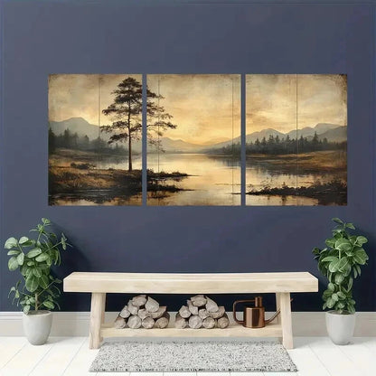 3pcs Serene Countryside Landscape Wall Art Set Canvas Framed 60x90cm - High Quality Print 100% Australian Made Wall Canvas Ready to Hang - Bella Home Decor