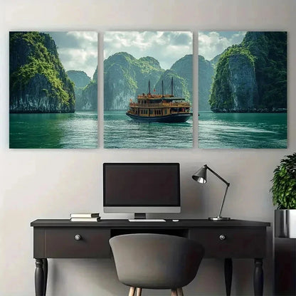 3pcs Southeast Asia Vietnam Travel Perfect Wall Art Set Canvas Framed 50x70cm - High Quality Print 100% Australian Made Wall Canvas Ready to Hang