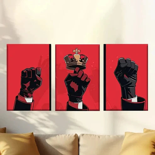 3pcs Cartoon of Man in Suit and Crown Wall Art Set Canvas Unframed – High Quality Print 100% Australian Made Wall Canvas - Bella Home Decor