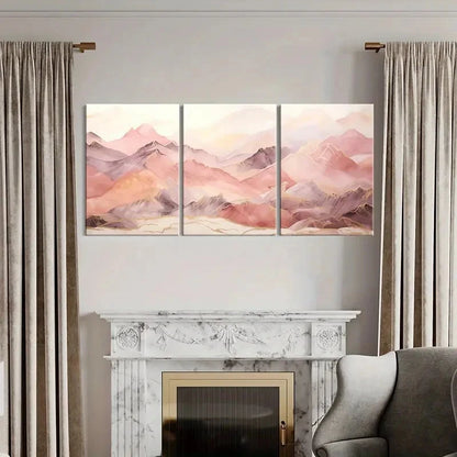 3pcs Abstract Mountain Modern Nature Inspired Metal Print Ready to Hang Art - Bella Home Decor