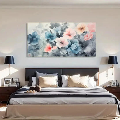Natural Flowers Delicate Stroke Wall Art Canvas Office Home Room Framed 120x60cm - Bella Home Decor